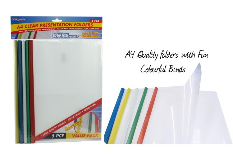 Presentation Folder Clear A4 Pk5